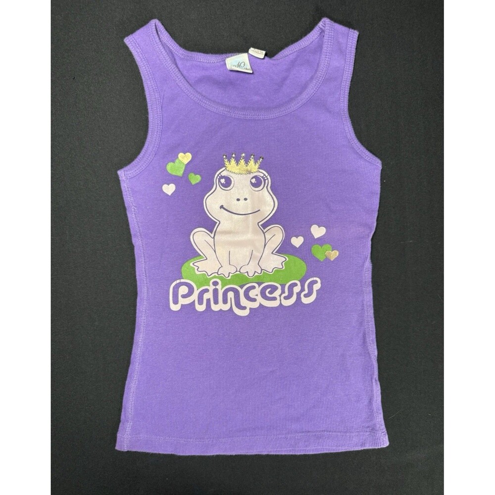 Y2K SO Frog Princess Ribbed Purple Tanktop McBling Kidcore Girls Small